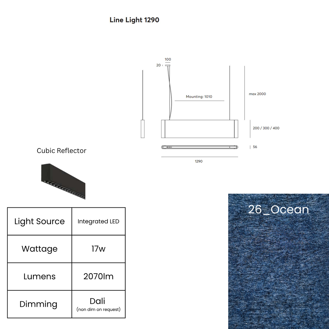 Line LED 1290mm with Cubic Reflector