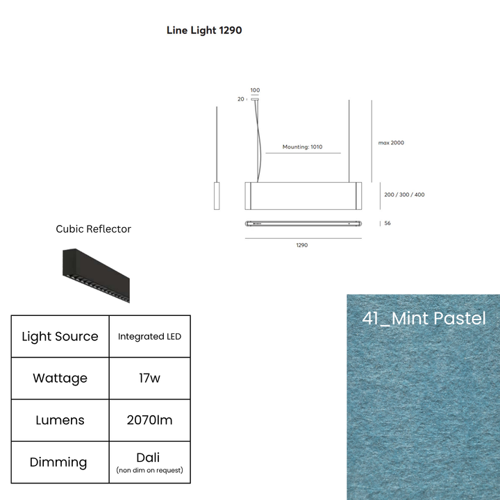 Line LED 1290mm with Cubic Reflector