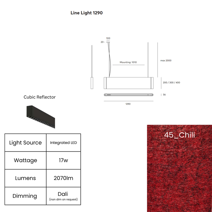 Line LED 1290mm with Cubic Reflector