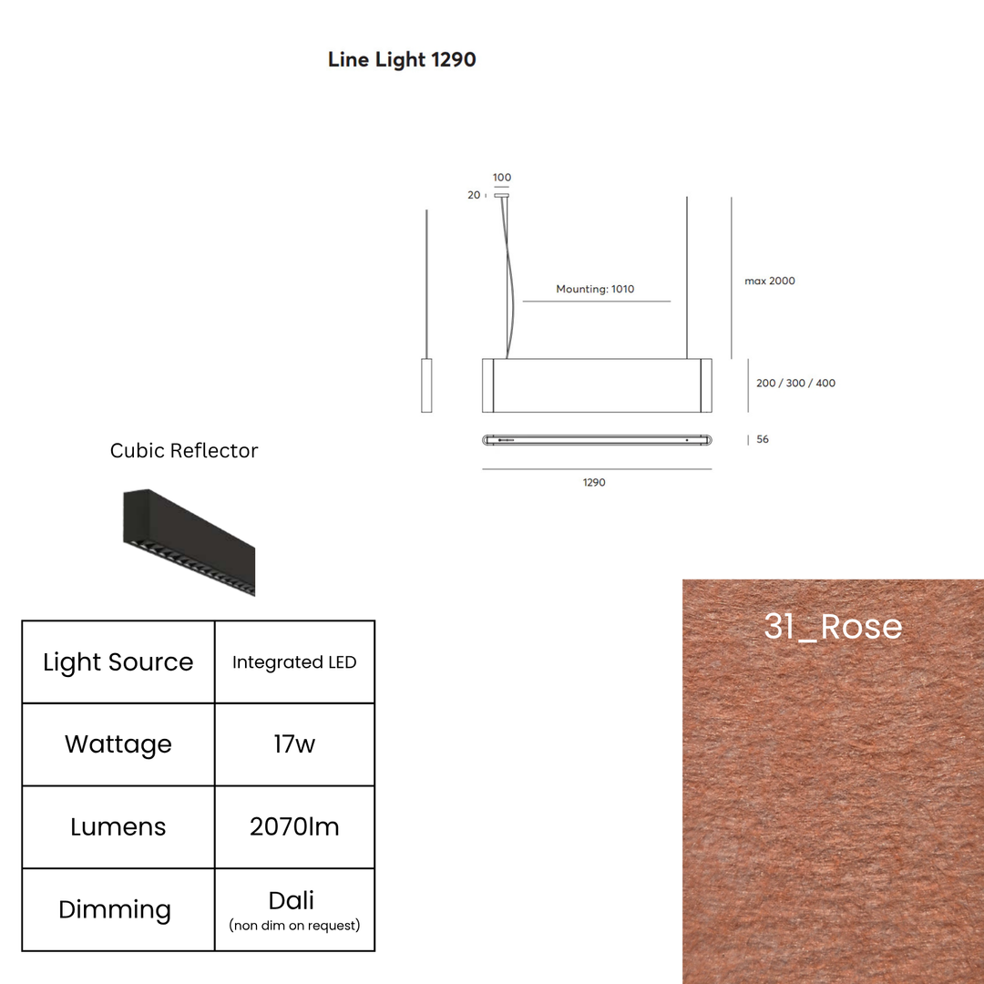 Line LED 1290mm with Cubic Reflector
