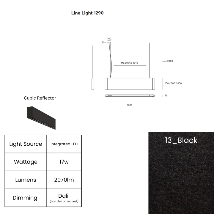Line LED 1290mm with Cubic Reflector