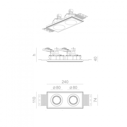 Pixo Trimless Twin fixed bathroom IP54