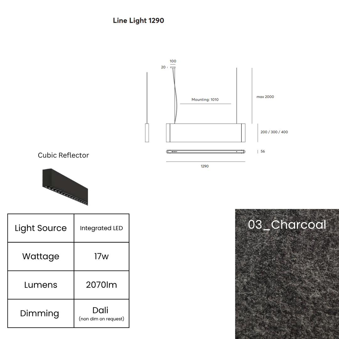 Line LED 1290mm with Cubic Reflector