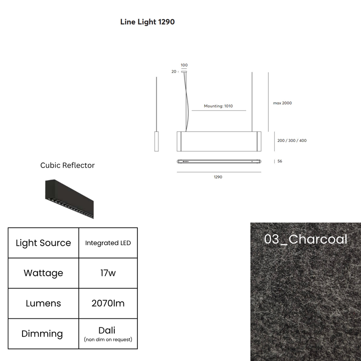 Line LED 1290mm with Cubic Reflector