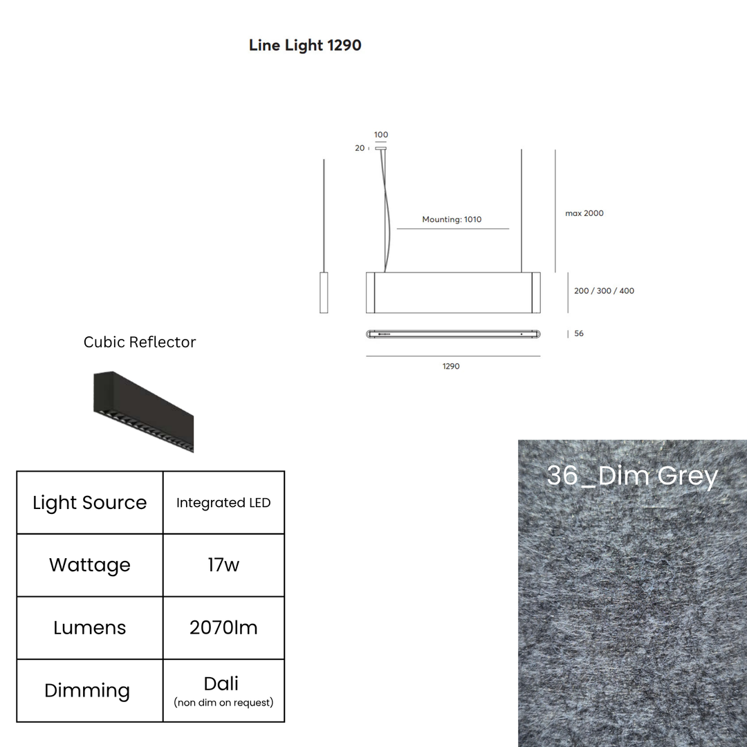 Line LED 1290mm with Cubic Reflector