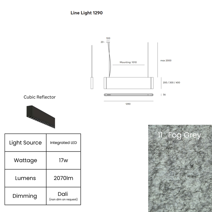Line LED 1290mm with Cubic Reflector