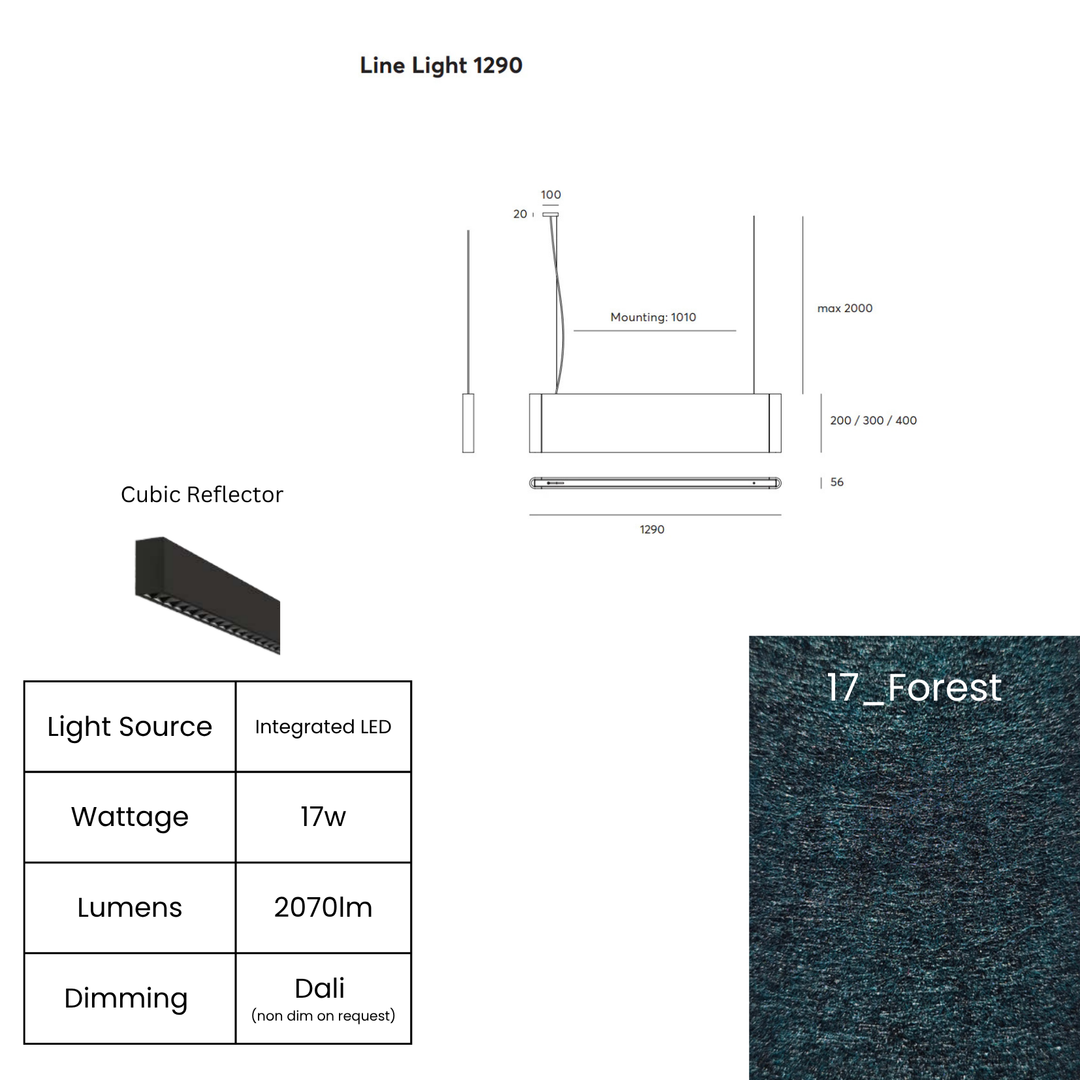Line LED 1290mm with Cubic Reflector