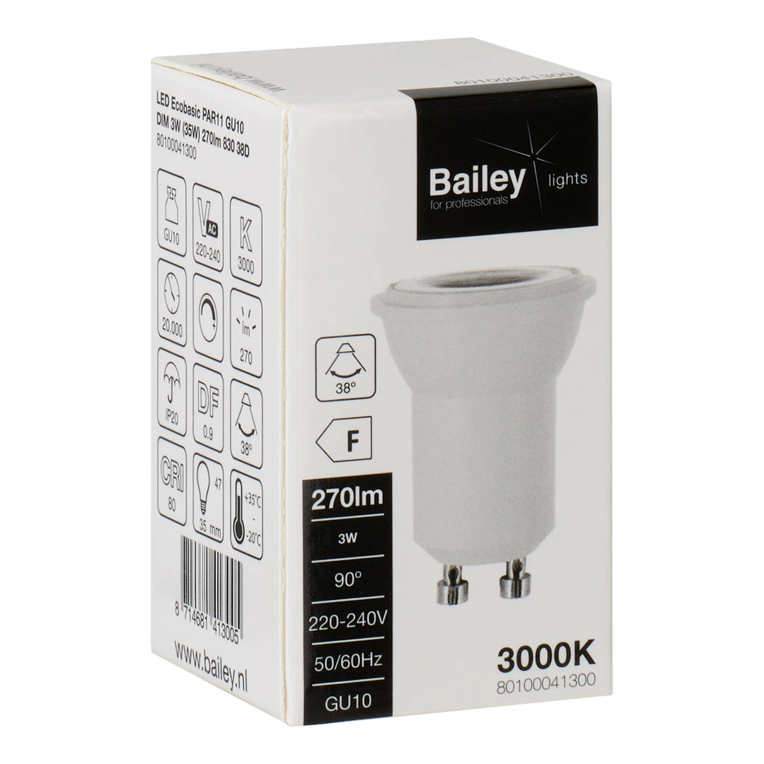 3w Dimmable 35mm (mini) Gu10 3000k 38°