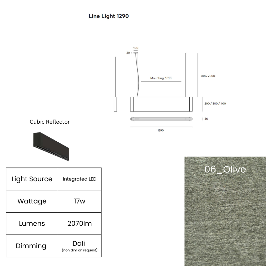 Line LED 1290mm with Cubic Reflector