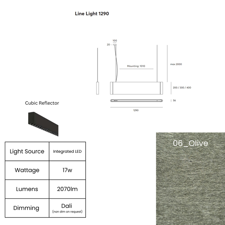 Line LED 1290mm with Cubic Reflector