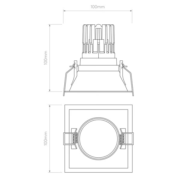 Minima PRO Square Fixed IP65 Black- Phase Dimmable