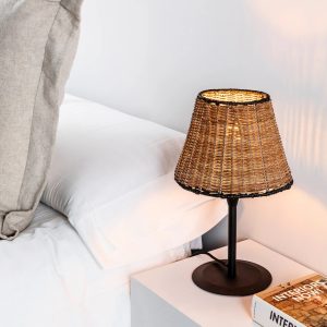 Sumba Black/rattan mini table lamp